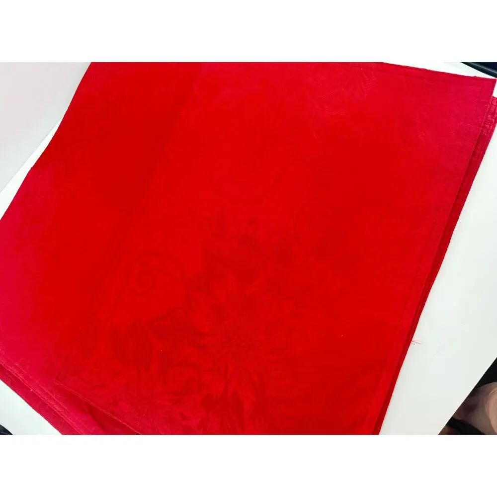 Christmas Poinsettia Red Jacquard Placemats Holiday Table Decor Set of 8